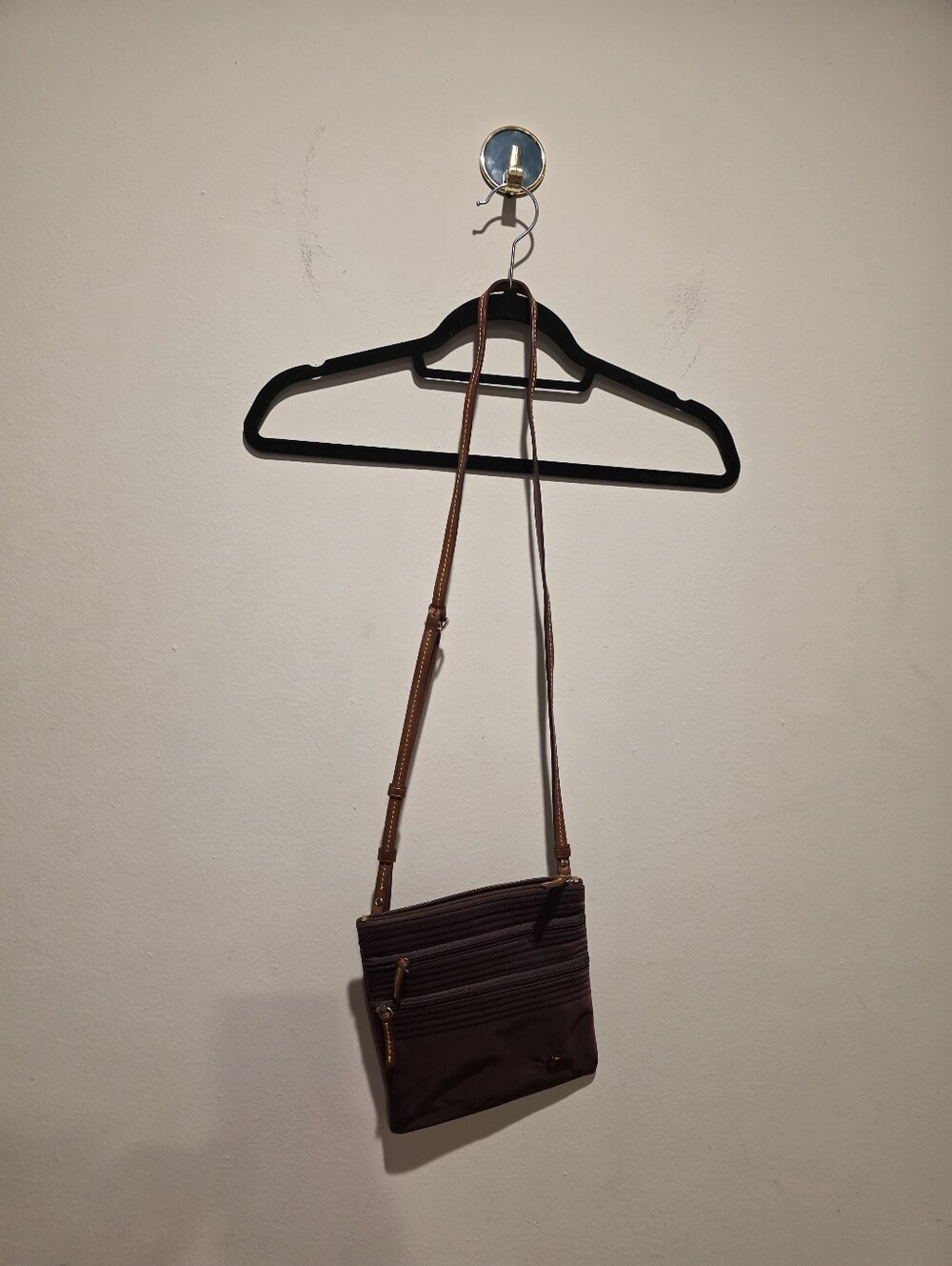 Dooney & Bourke Brown Crossbody Bag with Tan Strap